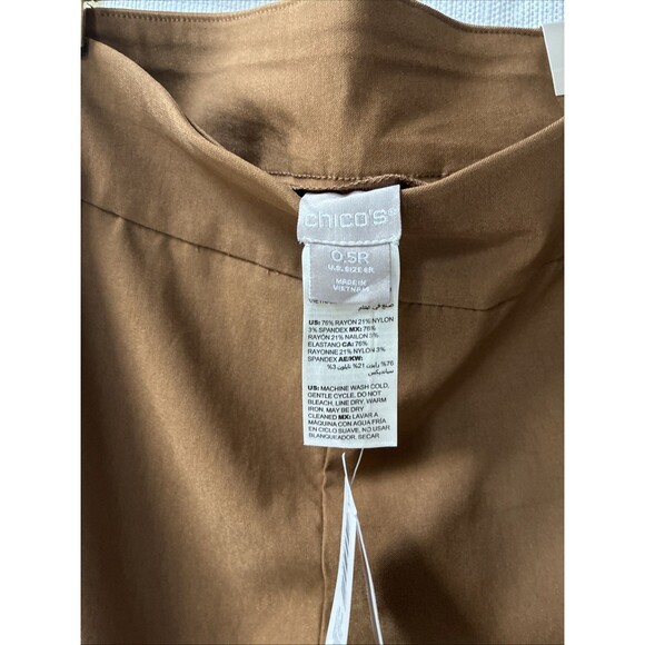 Chicos Pants Women's Sz 0.5R  6 R US Brown Brigitte Slim Leg So Slimming Pull on - Picture 2 of 7